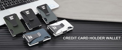 Team Gainz Airtag Metal RFID Blocking Slim Wallet Card Holder Dark Grey Clip