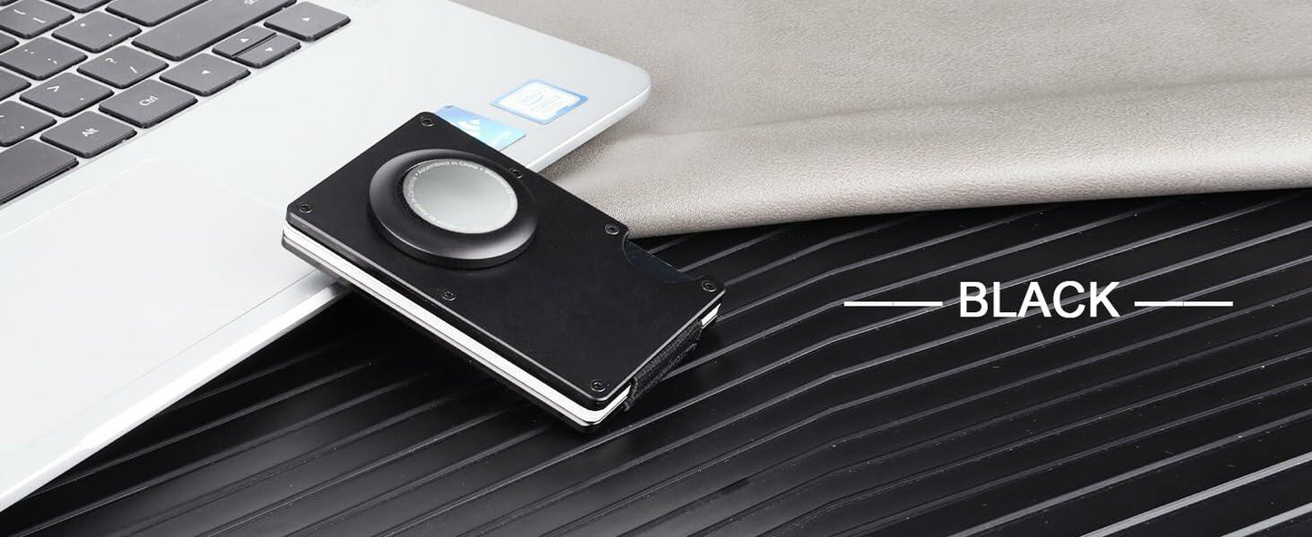 Team Gainz Airtag Metal RFID Blocking Slim Wallet Card Holder Dark Grey Clip