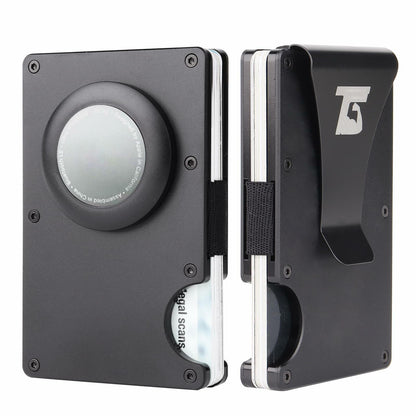 Team Gainz Airtag Metal RFID Blocking Slim Wallet Card Holder Dark Grey Clip
