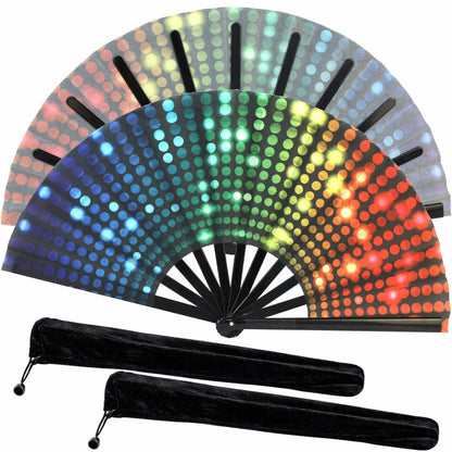 ZOYVUX Large Folding Handheld Dance Fans 2 Pcs Disco Clack Sound Fans