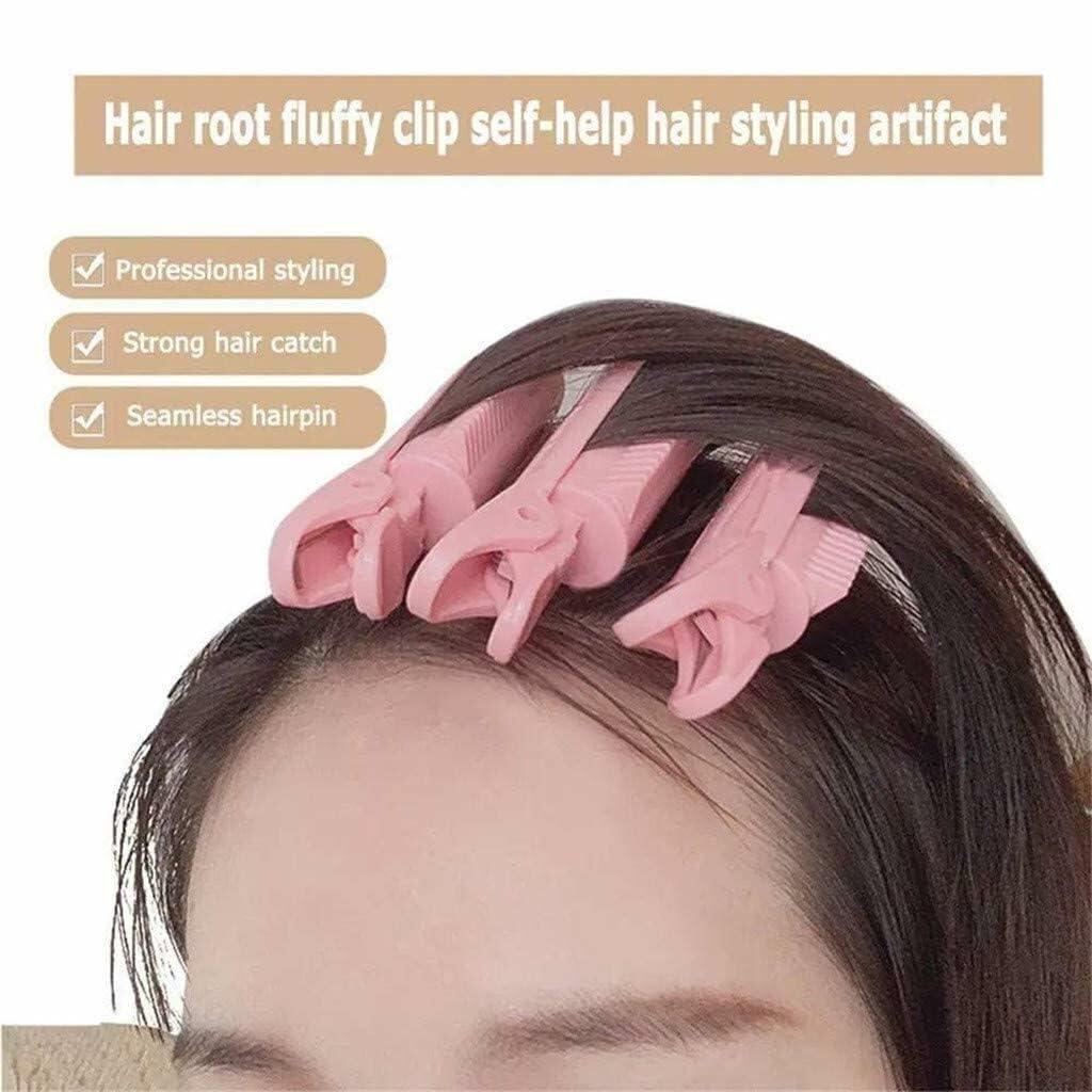 Galepromot 5Pcs Pink Volumizing Hair Root Clips Self-Grip Curlers DIY Styling