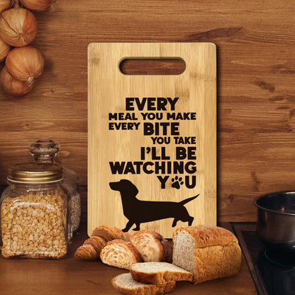 FONDCANYON Dachshund Bamboo Wood Cutting Board Kitchen Decor Brown