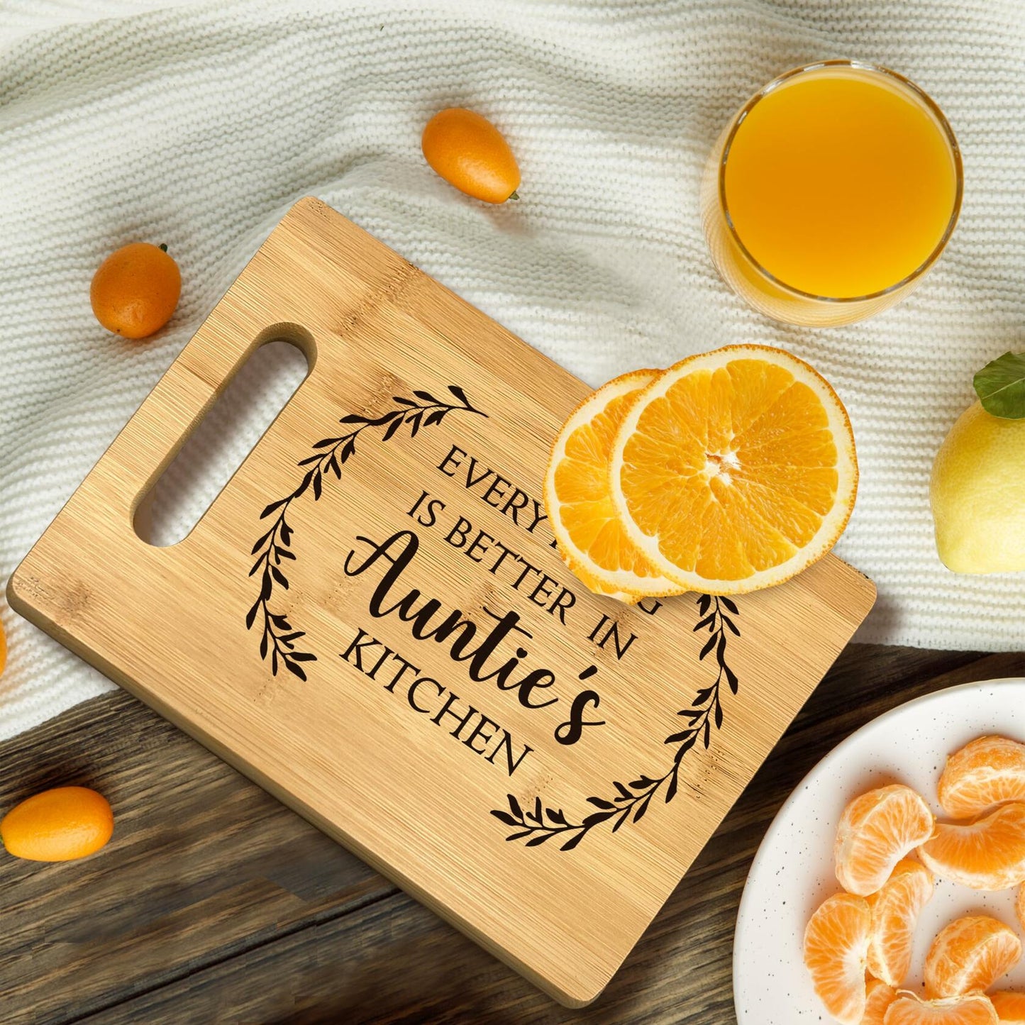 FONDCANYON Bamboo Cutting Board Kitchen Decor Brown Aunt Gift