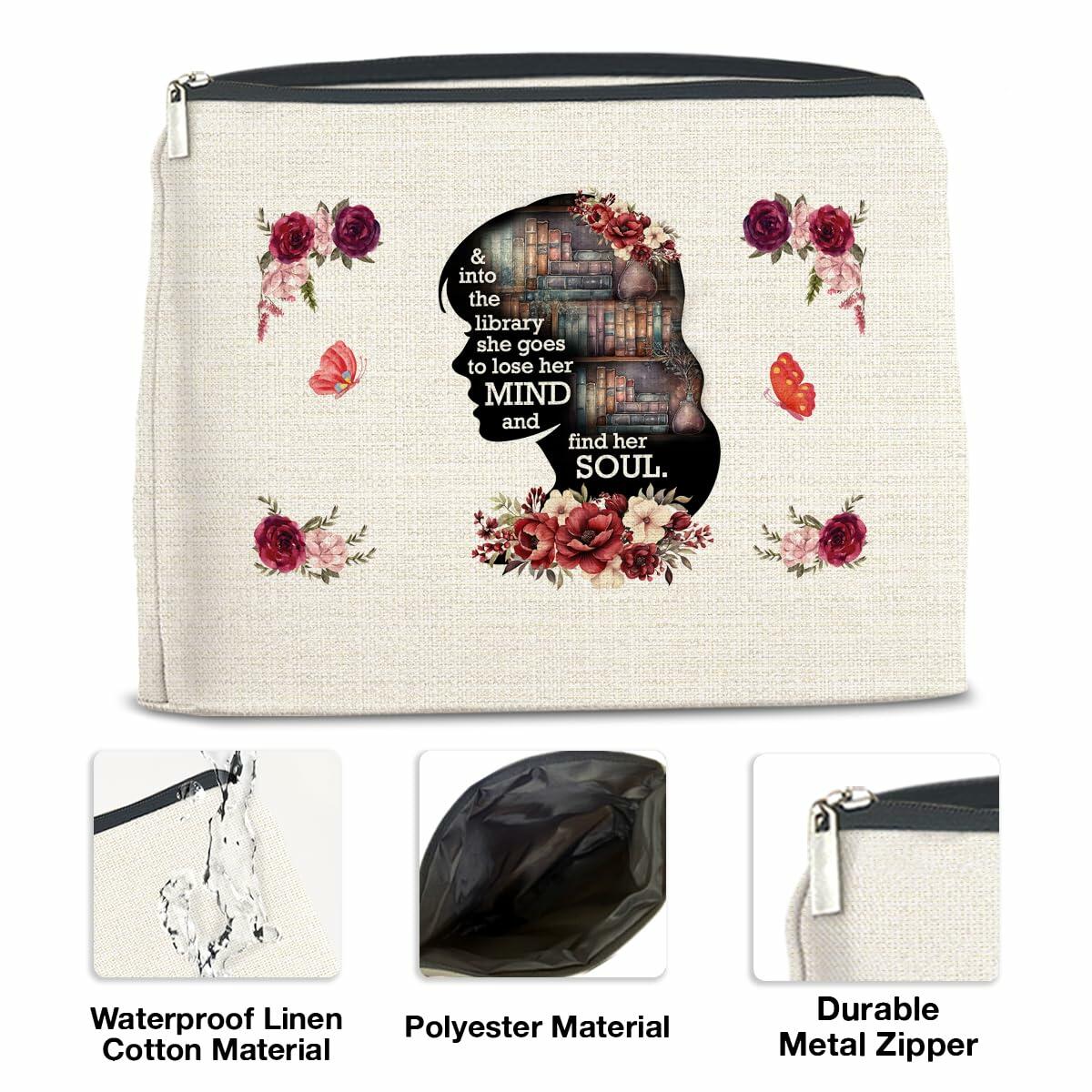 Soiceu Makeup Bag for Librarians Book Lovers Cosmetic Pouch Polychrome