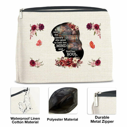 Soiceu Makeup Bag for Librarians Book Lovers Cosmetic Pouch Polychrome