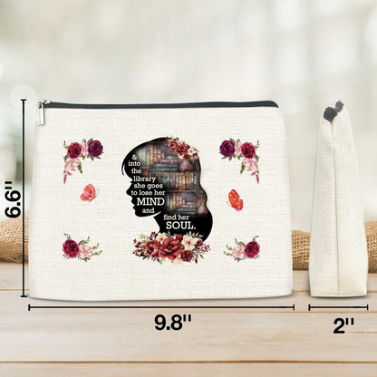 Soiceu Makeup Bag for Librarians Book Lovers Cosmetic Pouch Polychrome