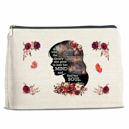 Soiceu Makeup Bag for Librarians Book Lovers Cosmetic Pouch Polychrome