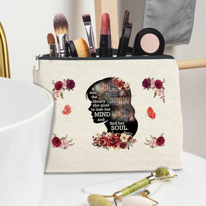 Soiceu Makeup Bag for Librarians Book Lovers Cosmetic Pouch Polychrome