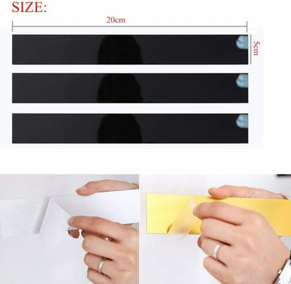 YSSZAM Mirror Wall Stickers Striped Design Acrylic Tiles 5x20cm Gold 10 Pcs