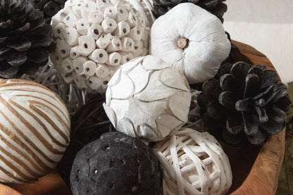ANDALUCA Natural Tones Vase & Bowl Mini Pumpkins Pinecone Balls Black White