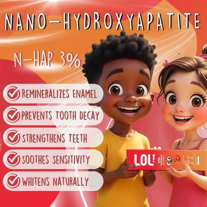 Fawelo LOL Kids Toothpaste Fluoride Free Nano Hydroxyapatite 3.5oz Blueberry