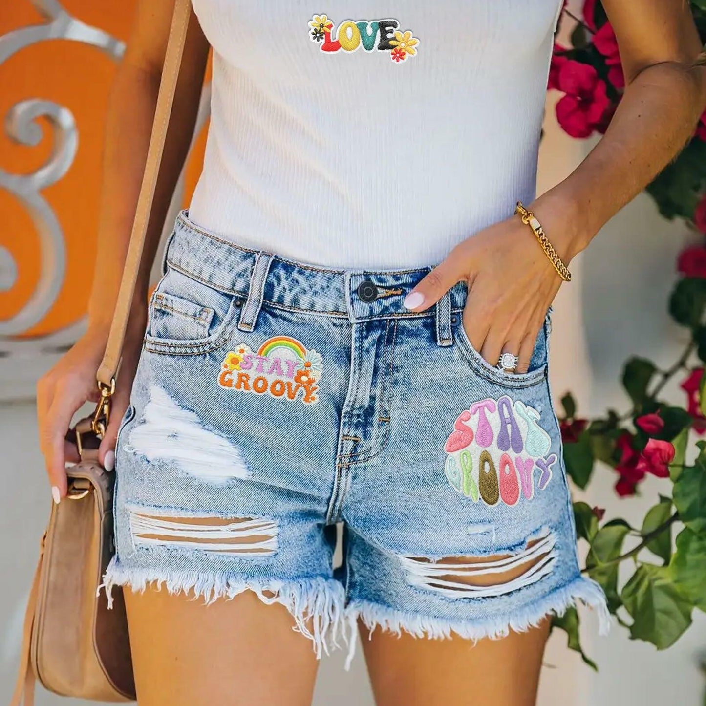 Dakartoon Groovy Patches Embroidery Applique DIY Heat Press 15 Pcs