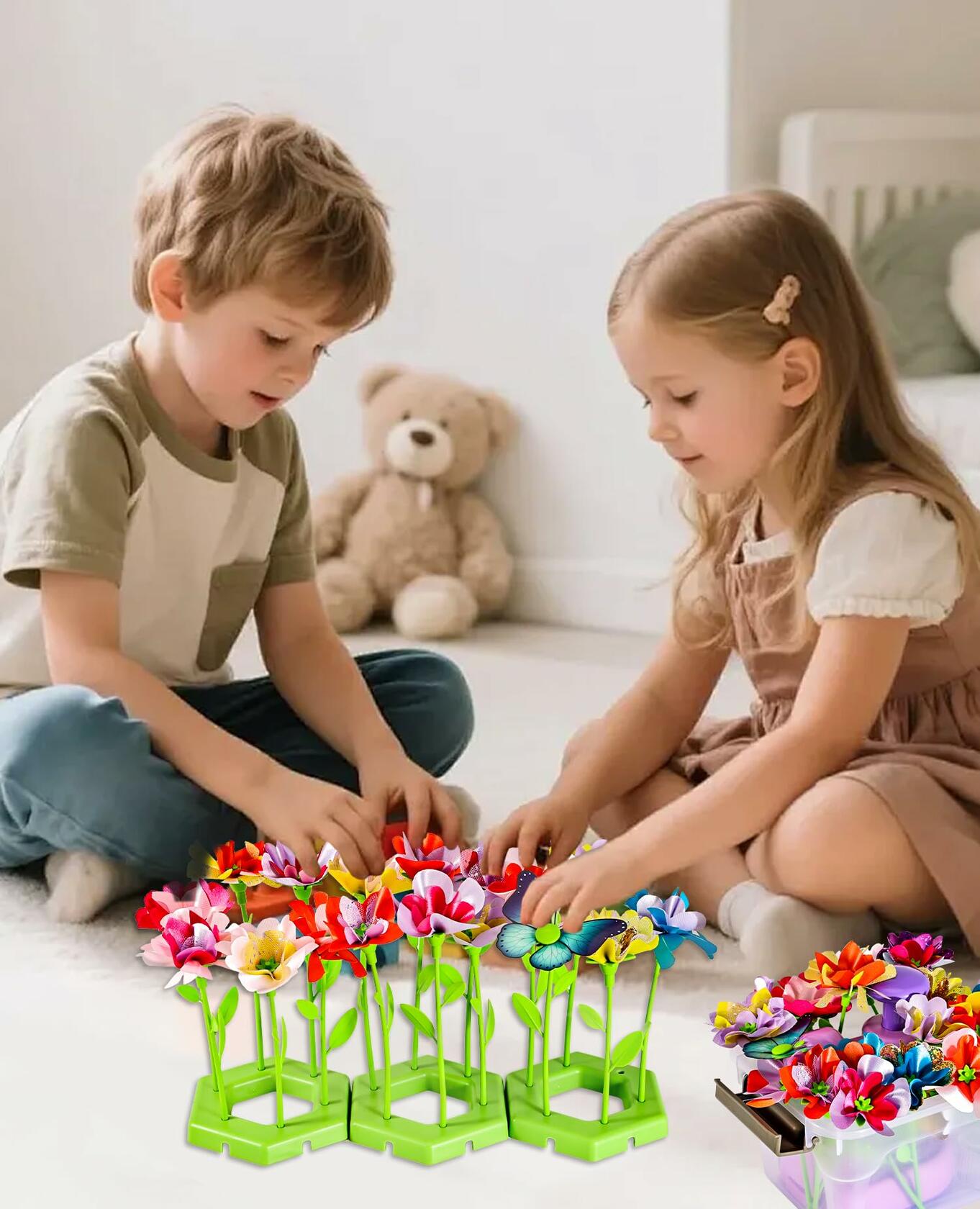 Maylatte Fabric Flower Bouquets DIY Craft Kit for Girls Ages 4-8 with Box