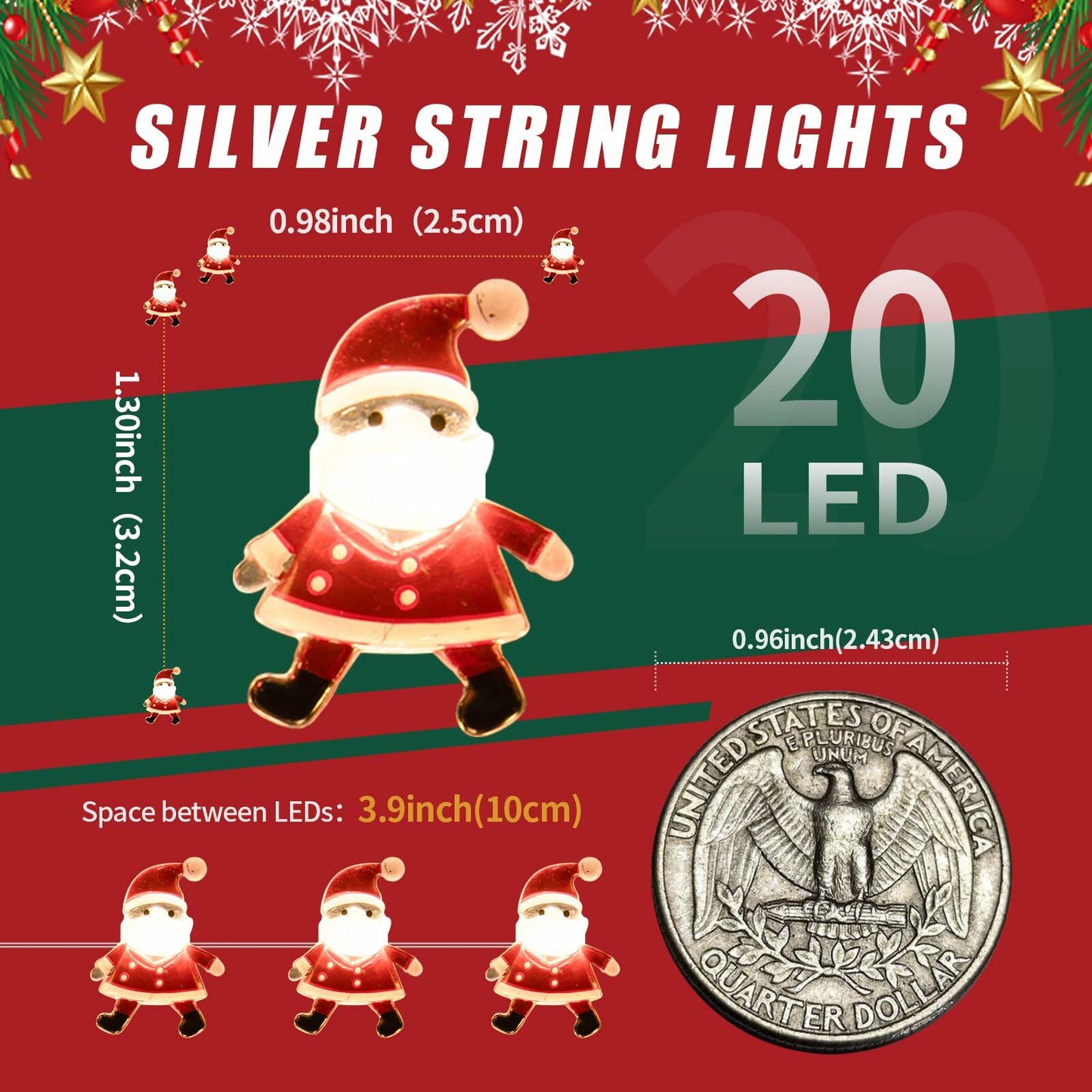 Joygoods 2 Pack 7FT 20LED Battery Operated Fairy String Lights Warm White
