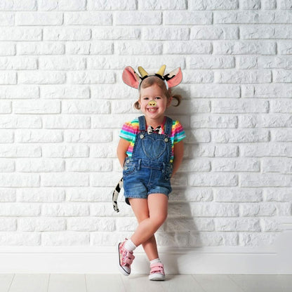 JIALWEN Cow Animal Costume Set 4Pcs Ears Nose Bowtie Tail Unisex White Size