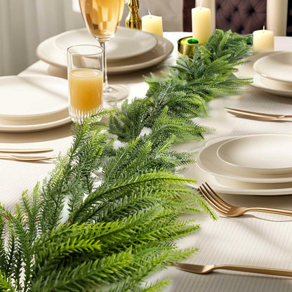 Belle Fleur 2 Pcs Real Touch Norfolk Pine Garland 6FT Green Artificial