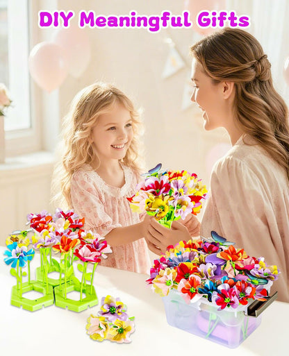 Maylatte Fabric Flower Bouquets DIY Craft Kit for Girls Ages 4-8 with Box
