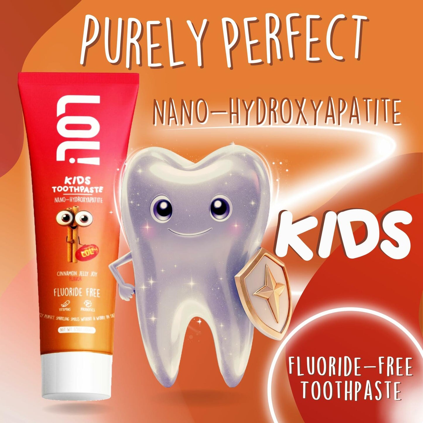 Fawelo LOL Kids Toothpaste Fluoride Free Nano Hydroxyapatite 3.5oz Blueberry