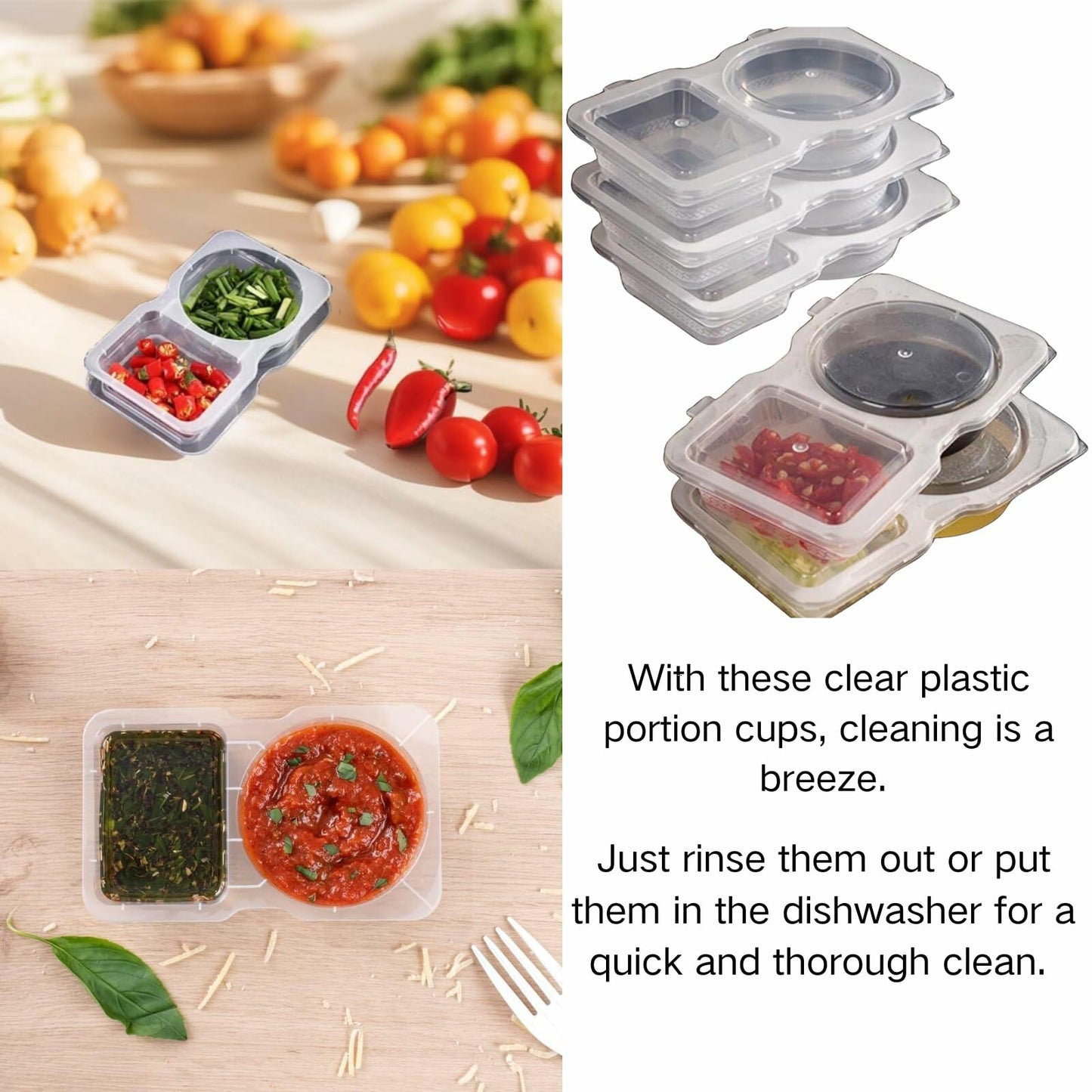 Uioecn 5PCS Double Compartment Condiment Containers with Lids Portable Reusable