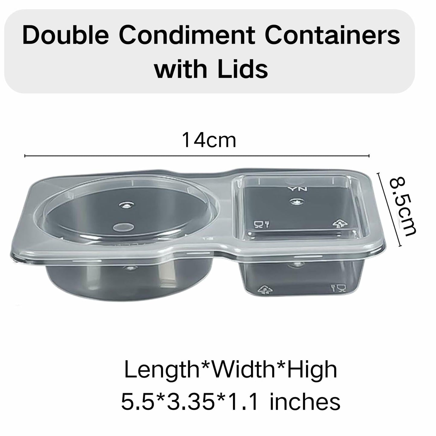 Uioecn 5PCS Double Compartment Condiment Containers with Lids Portable Reusable