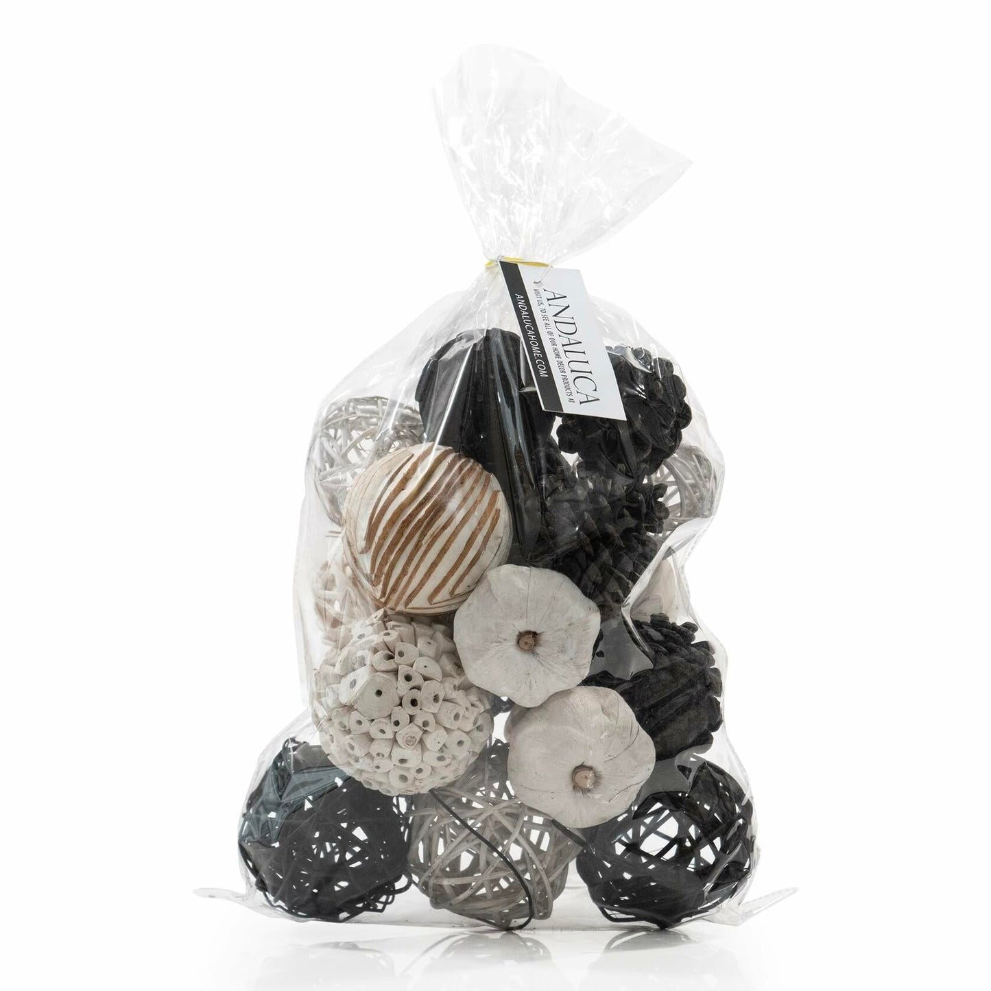 ANDALUCA Natural Tones Vase & Bowl Mini Pumpkins Pinecone Balls Black White