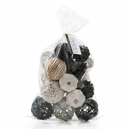 ANDALUCA Natural Tones Vase & Bowl Mini Pumpkins Pinecone Balls Black White