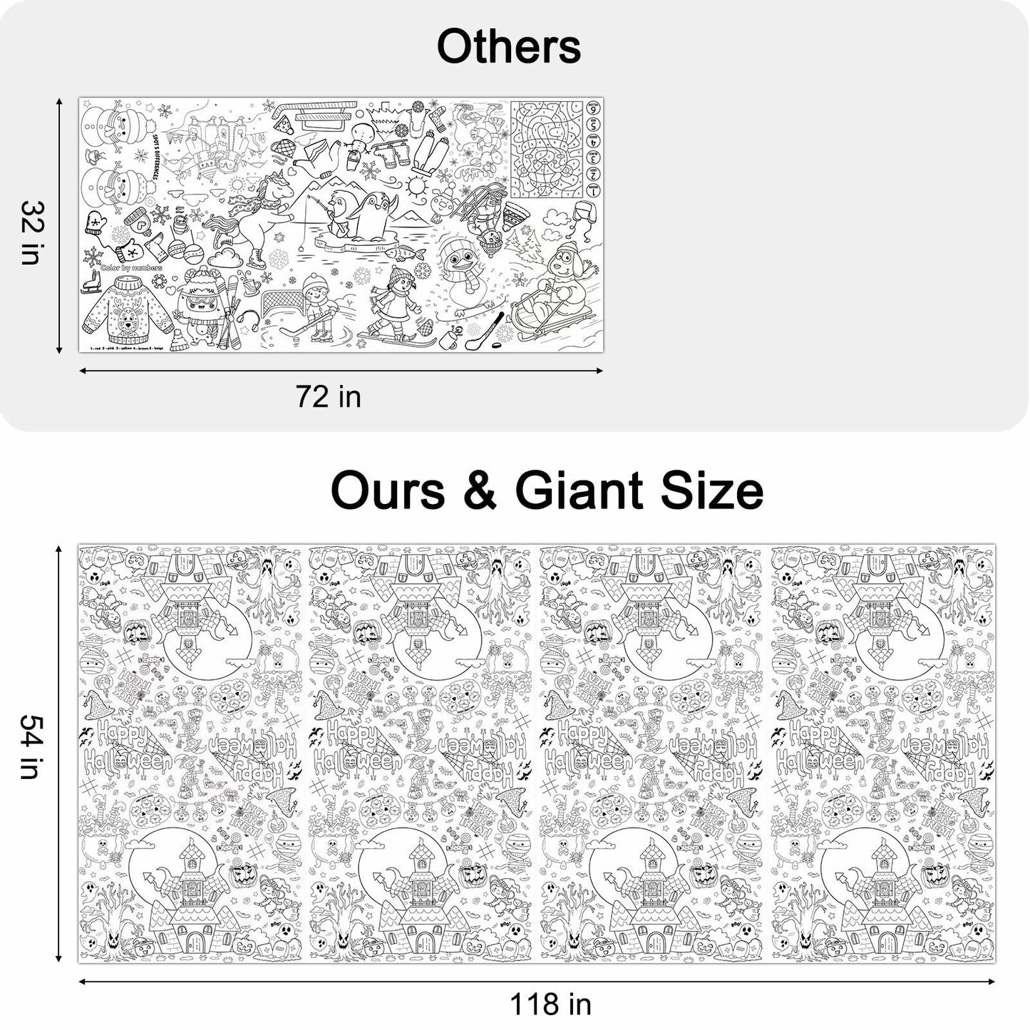 AKEROCK Halloween Coloring Tablecloth Decorations 118x54 Inches Paper