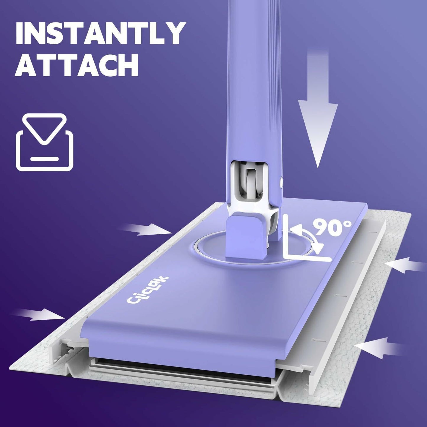 ciAmore ClicLak Sweeper Mop Clamp Clip Purple Compatible with Swiffer Pads