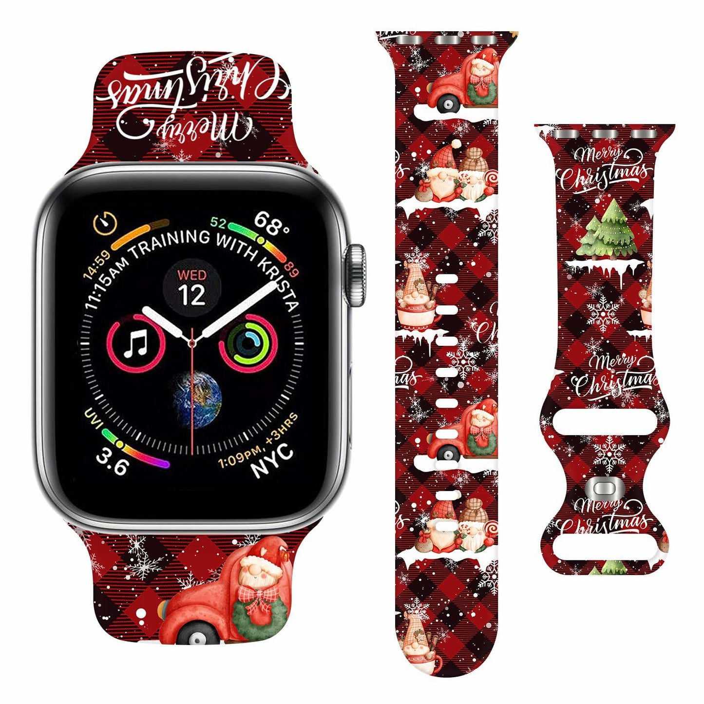 msausyr Christmas Silicone Sport Band Compatible Apple Watch 38-49mm D-22