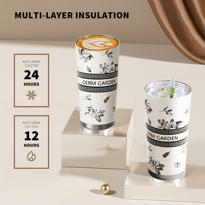 GERM 20oz Stainless Steel Tumbler Travel Mug Double Wall Leak Proof White