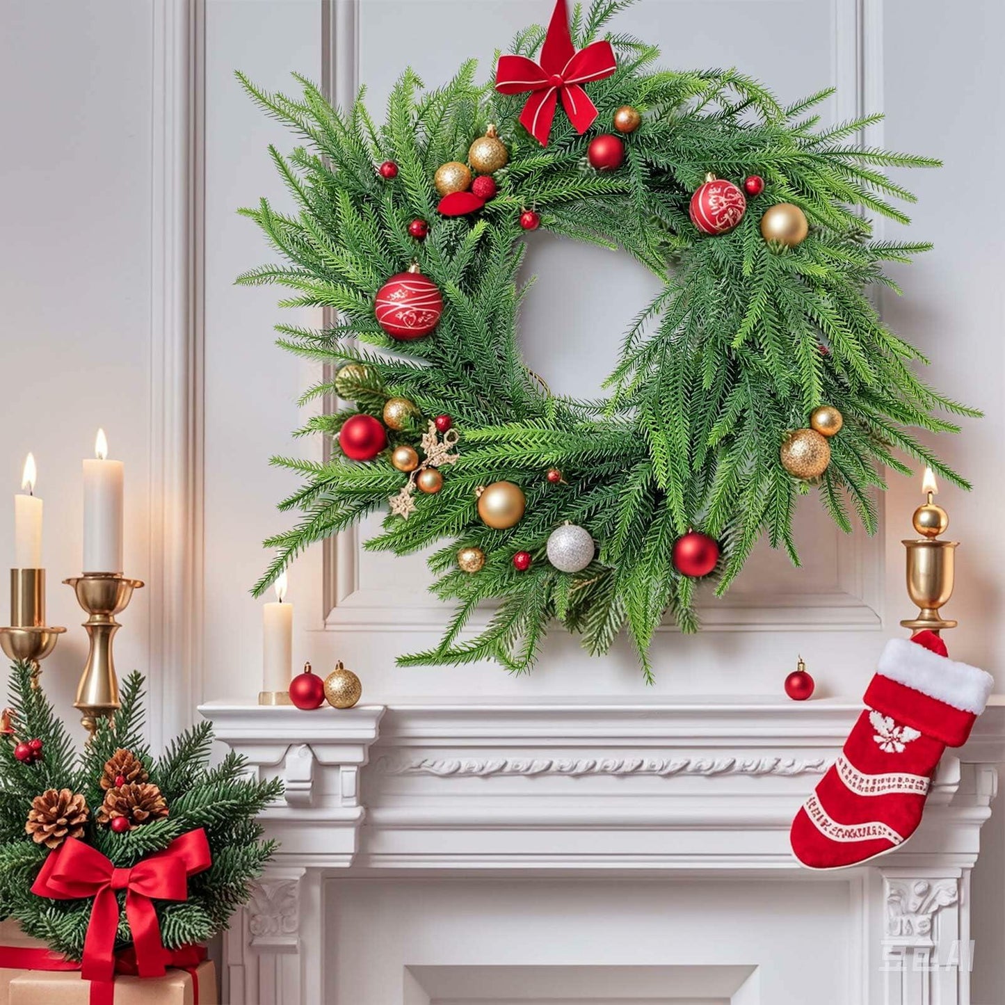 Belle Fleur 2 Pcs Real Touch Norfolk Pine Garland 6FT Green Artificial