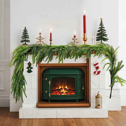 Belle Fleur 2 Pcs Real Touch Norfolk Pine Garland 6FT Green Artificial
