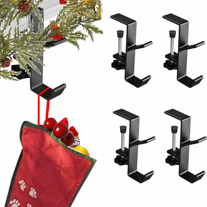 XTSJGZ 4 Pack Christmas Stocking & Garland Hangers Adjustable Black