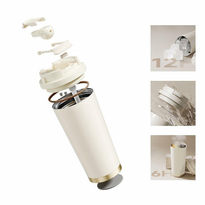 GERM 20oz Stainless Steel Tumbler Travel Mug Double Wall Leak Proof White