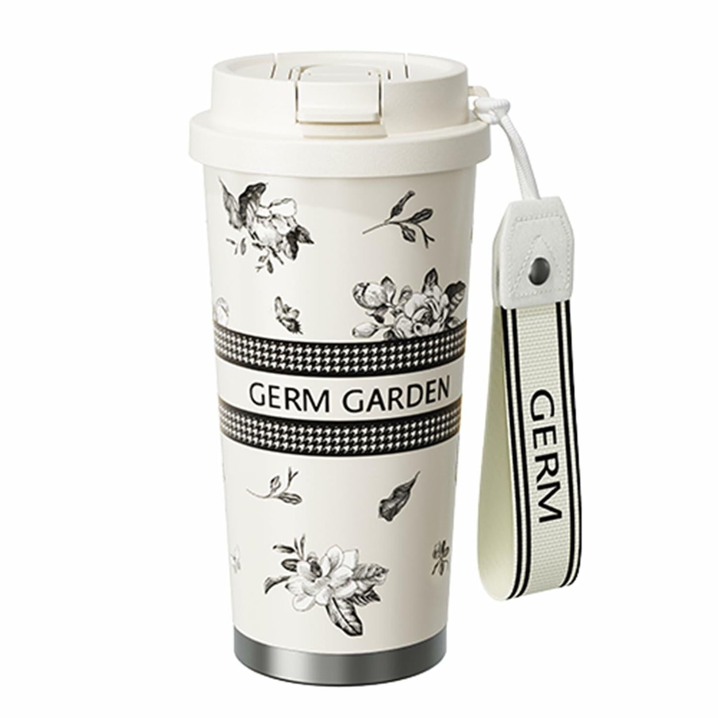GERM 20oz Stainless Steel Tumbler Travel Mug Double Wall Leak Proof White
