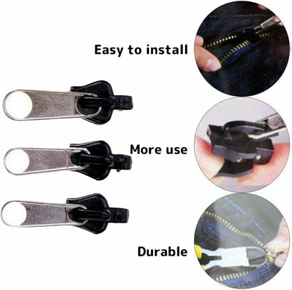 WsjiaboFux 6Pcs Black Zip Puller Zipper Repair Kit Replacement Fasteners