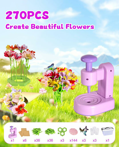 Maylatte Fabric Flower Bouquets DIY Craft Kit for Girls Ages 4-8 with Box