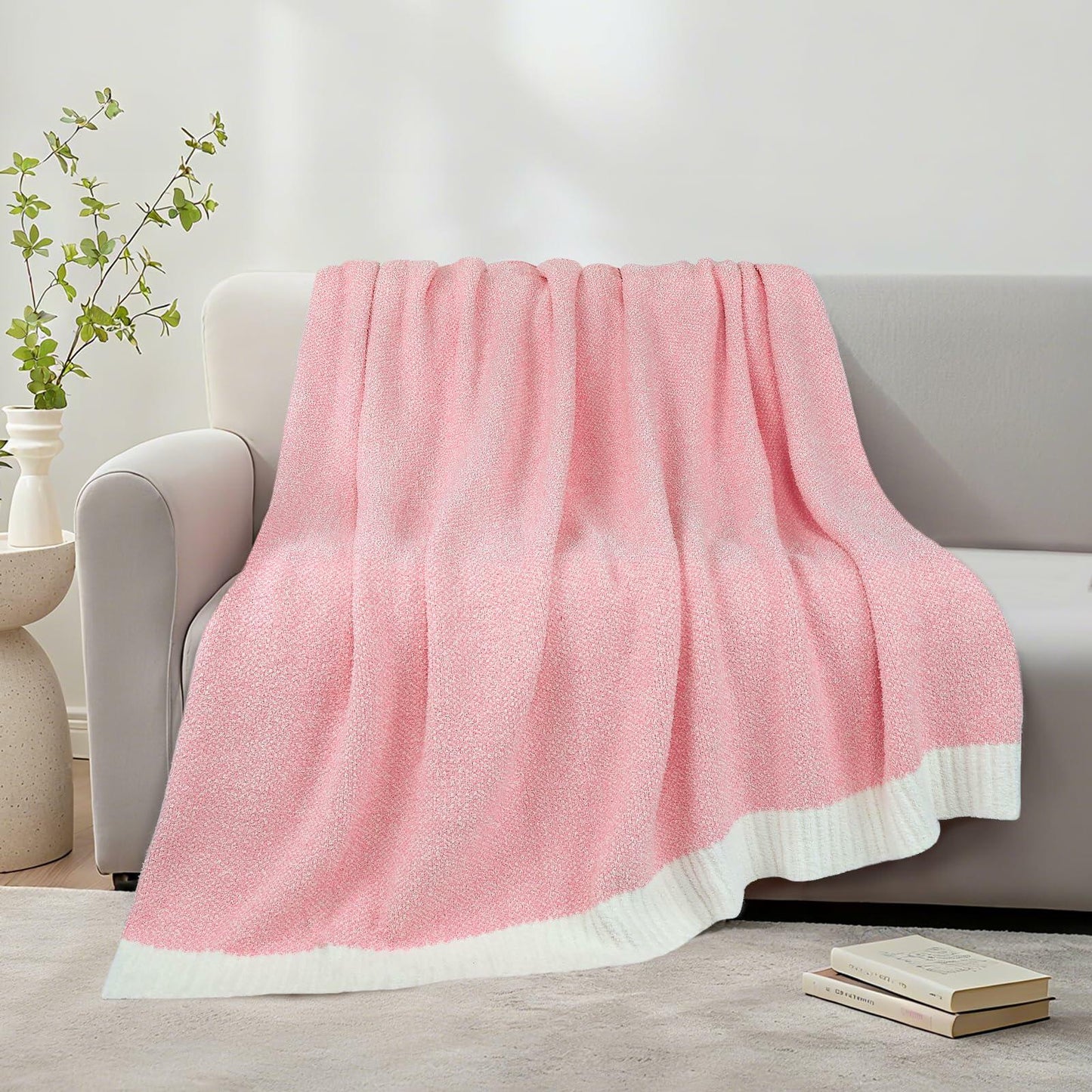MACEVIA Valentines Day Knit Throw Blanket Heather Pink 50x60