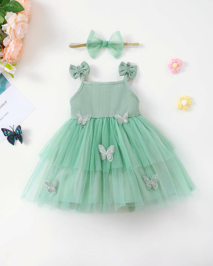 Renotemy Girl Flower Dress White Sleeveless Tutu Sundress Size 3-4T