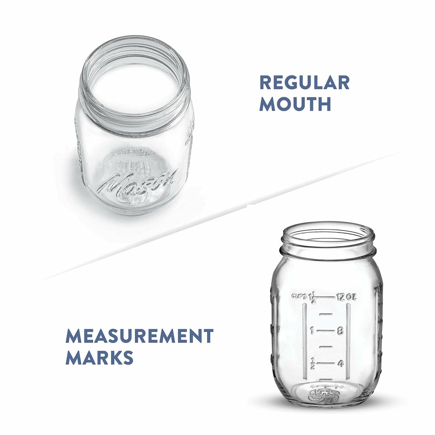 Paksh Novelty Mason Jars 16oz Regular Mouth Glass Canning 5 Pack Clear Silver