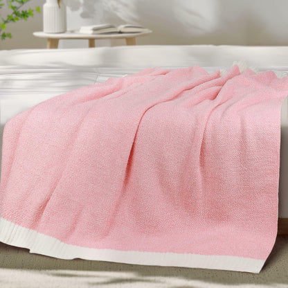 MACEVIA Valentines Day Knit Throw Blanket Heather Pink 50x60