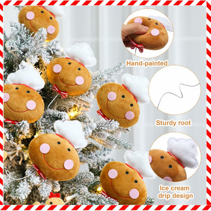 Wavwavw 6pcs Chef Gingerbread Man Xmas Tree Picks Multi Color 12.2in