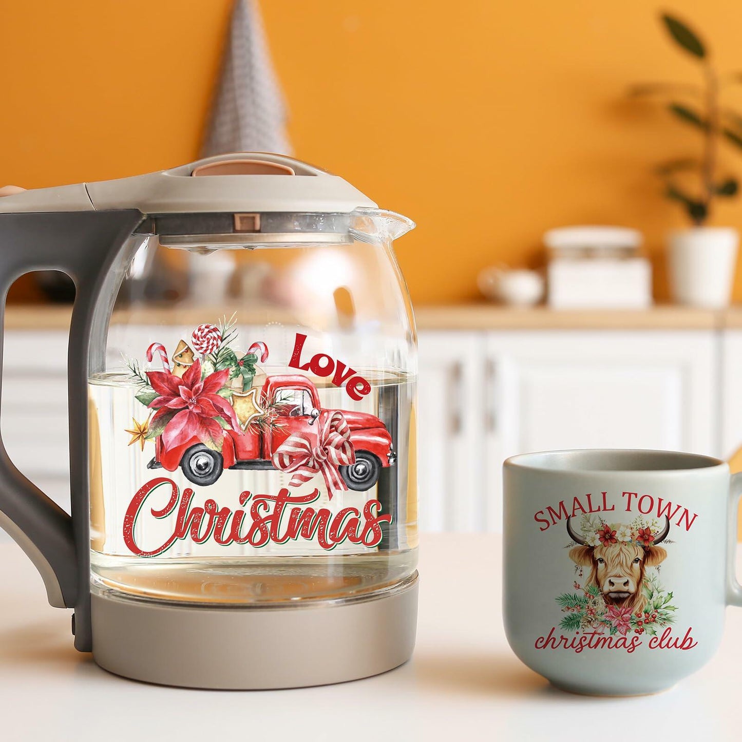 AFRITEE Christmas UV DTF Cup Wraps 20 Sheets 16oz Red Farmhouse Cow Elk