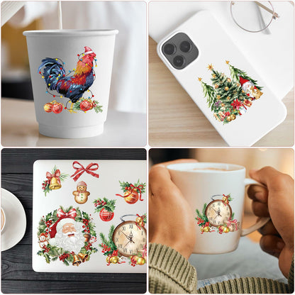 AFRITEE Christmas UV DTF Cup Wraps 20 Sheets 16oz Red Farmhouse Cow Elk