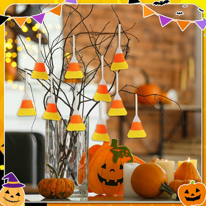 Remagr 12 Pcs Candy Corn Felt Hanging Ornaments White Orange Yellow