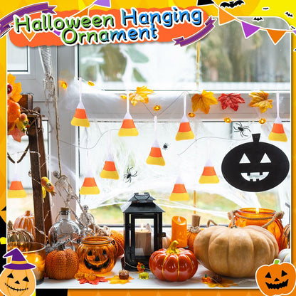 Remagr 12 Pcs Candy Corn Felt Hanging Ornaments White Orange Yellow
