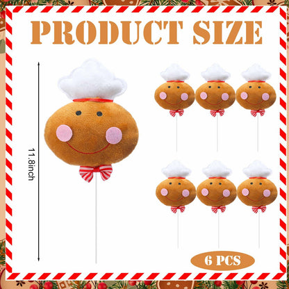 Wavwavw 6pcs Chef Gingerbread Man Xmas Tree Picks Multi Color 12.2in