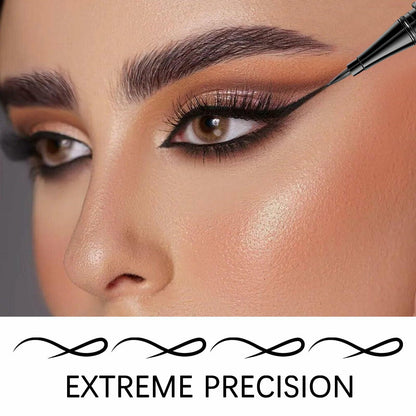 QueenDairy Waterproof Liquid Eyeliner Fine Brush Tip Jet Black 1 Fl Oz 01#