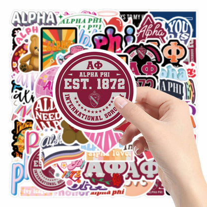 JRAOCCY 62Pcs Alpha PHI Cartoon Vinyl Waterproof Stickers Pack Gold