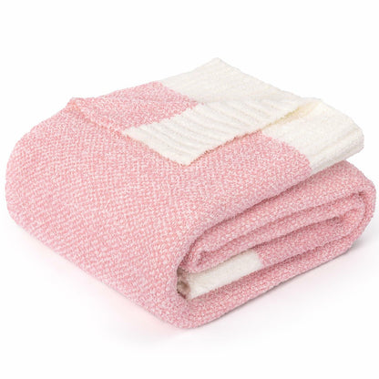 MACEVIA Valentines Day Knit Throw Blanket Heather Pink 50x60